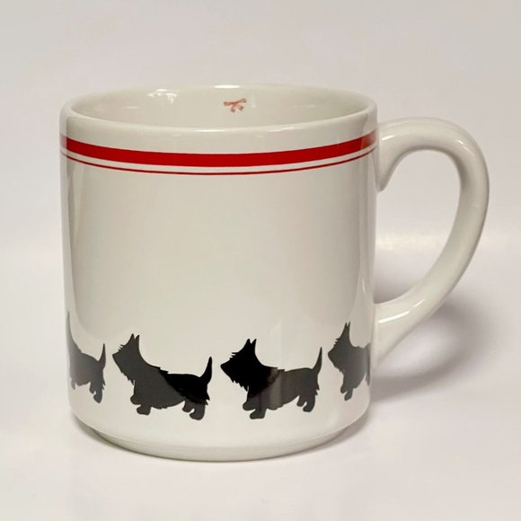 Scottie set of 3 Dog Coffee Mugs White with Red Stripes & Red Bows, CUTE! - Picture 3 of 7